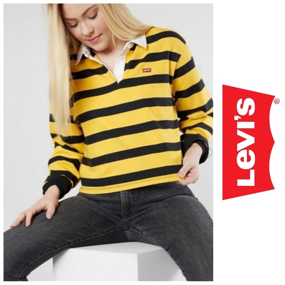 Tops | Levis Rugby Striped Polo Crop 